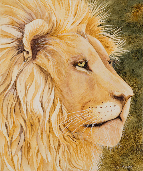Portrait of a Lion | Africa Watercolor Painting - Heidi Rosner