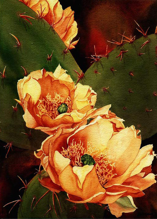 prickly pear cactus watercolor Prickly Pear II, watercolor landscape, watercolor flora