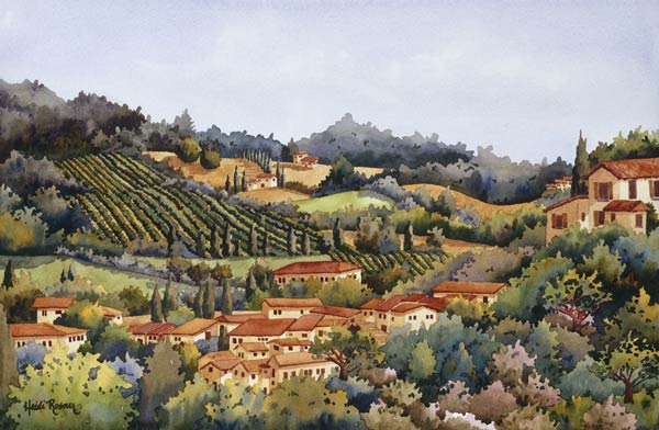 Landscape Italian Countryside Umbria Villages Watercolors
