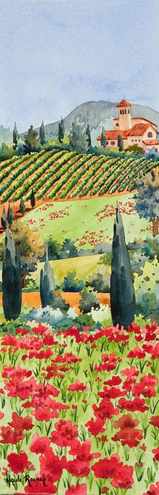 Landscape in watercolor, poppies, Oppèdes, Vaucluse newest