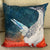 The Roadrunner throw pillow. It features the watercolor painting of a roadrunner printed on a throw pillow.