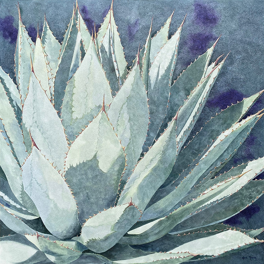 Desert Blues II is a watercolor painting by Heidi Rosner that features an agave plant