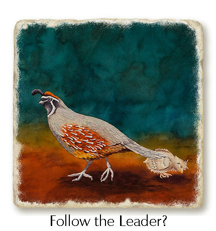 A closeup of the Follow The Leader? trivet