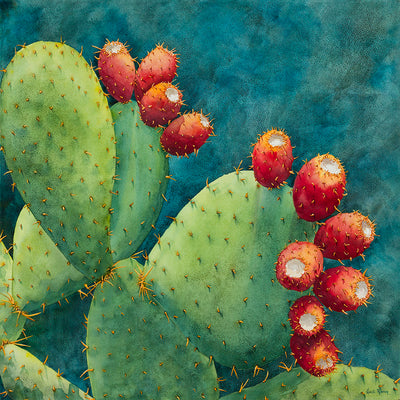 The original Fruit of the Opuntia watercolor painting for reference