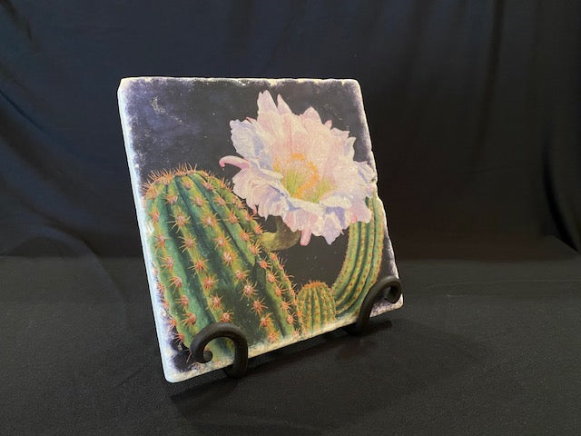 Purple Passion trivet on an iron stand