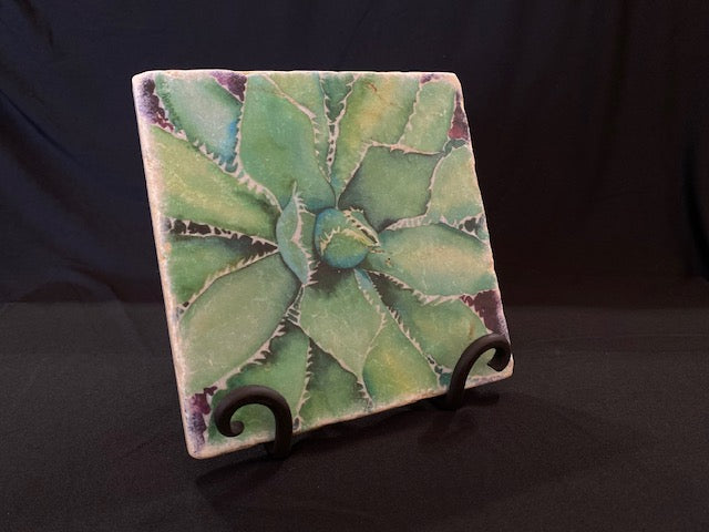 Agave Nugget trivet on an iron stand