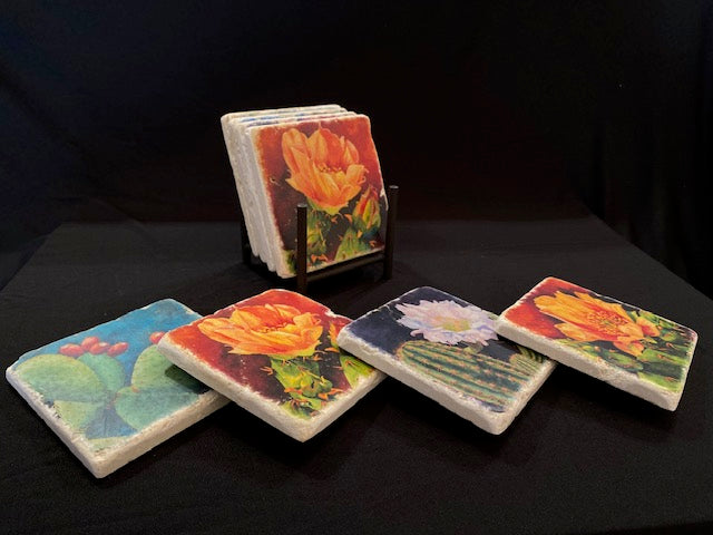 The full Cactus collection of coasters