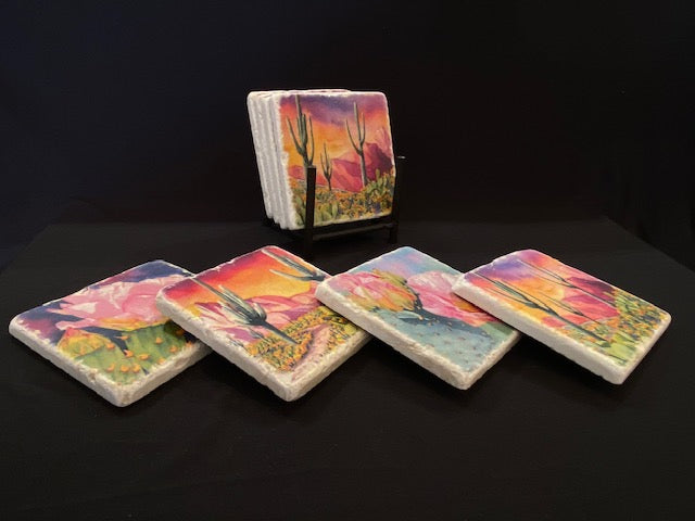 The full Painted Desert collection of coasters