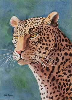 Leopard Africa Landscape Watercolor Painting - Heidi Rosner Fine Art