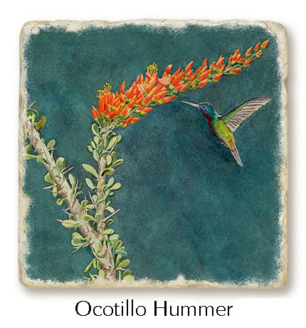 A closeup of the Ocotillo Hummer trivet