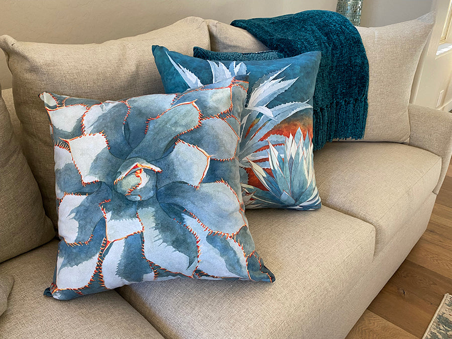 The Stick With Me All In The Family decorative pillows on a couch