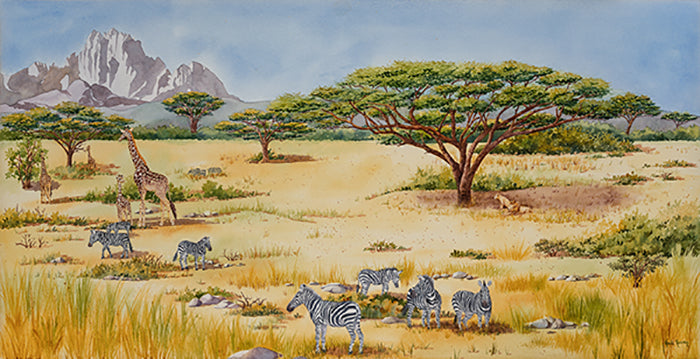 african safari landscape drawing