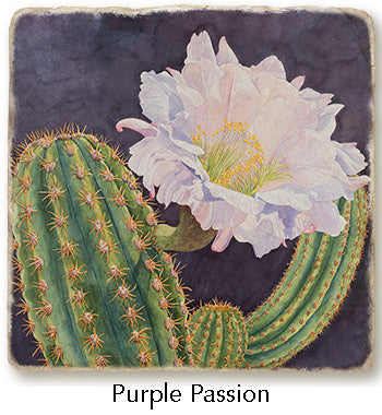 Purple Passion trivet, featuring a cactus bloom